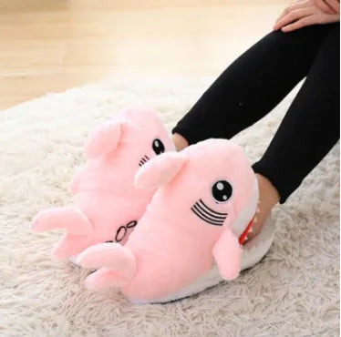 Fuzzy Shark Slippers